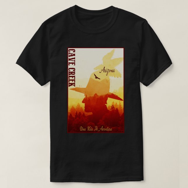Cave bäck arizona vilda western town t shirt (Design framsida)