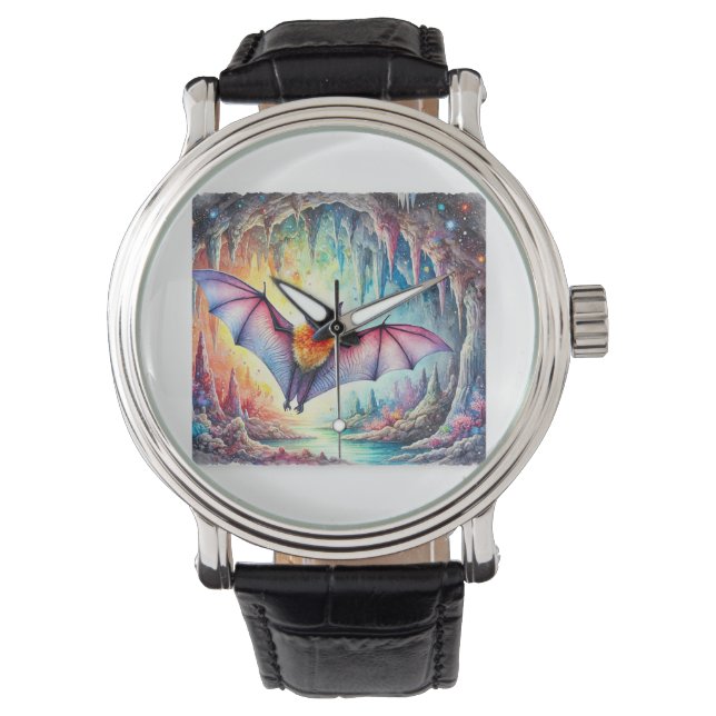 Cave Bat 010824AREF117 - Watercolor Armbandsur (Framsida)