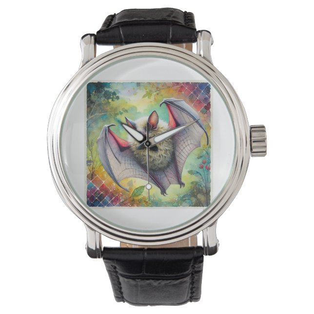 Cave Bat 031124AREF112 - Watercolor Armbandsur (Framsida)