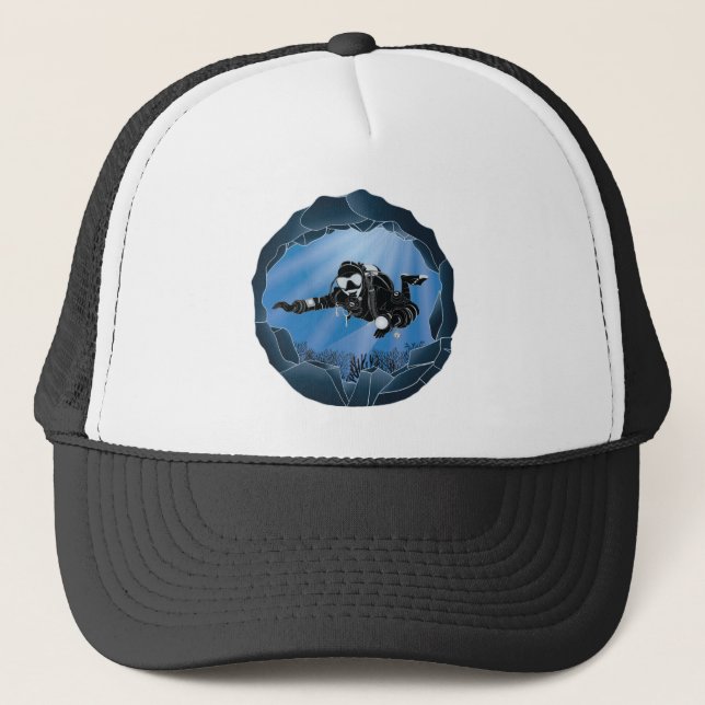 Cave Diving Art - Undervattensdykare Keps (Framsida)