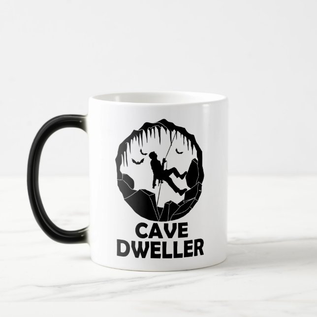 Cave Dweller - Caver Spelunking Speleology Magisk Mugg (Vänster)