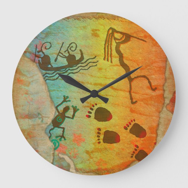 Cave Dwelling Native American Wall Clock Stor Klocka (Framsida)