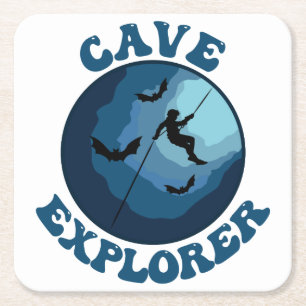 Cave Explorer Caver Cave Speleology Spelunking Underlägg Papper Kvadrat
