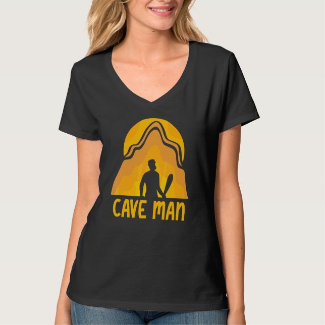 Cave Man Explorer Caves Exploring Hobby T Shirt (Framsida)