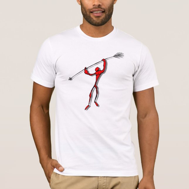 Cave Painting Spear Chucker - röd T Shirt (Framsida)
