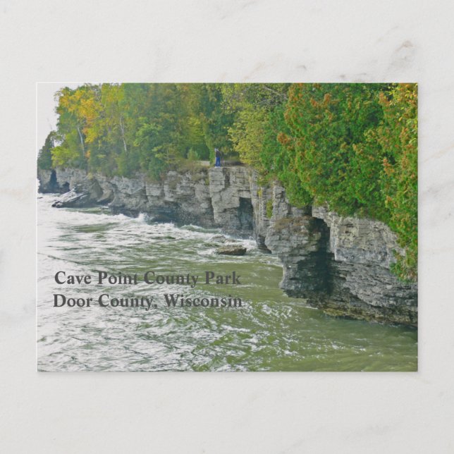 "CAVE POINT COUNTY PARK" / VACKRA DOOR COUNTY VYKORT (Framsida)