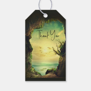 Cave som förbiser ett Tropical Sea Photo - Tack Presentetikett