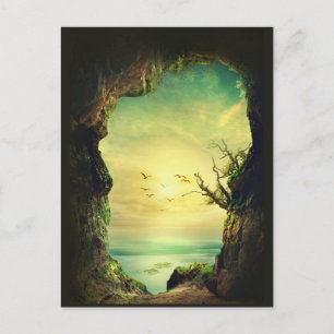 Cave som förbiser ett Tropical Sea Scenia Photo Vykort