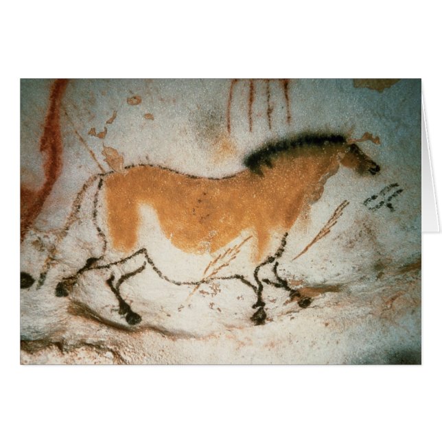 Cave teckning Lascaux Fransk Förhistorisk Hälsningskort (Framsidan Horizontal)