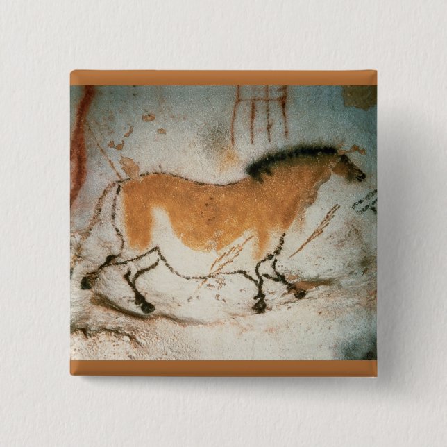 Cave teckning Lascaux Fransk Förhistorisk Knapp (Framsida)
