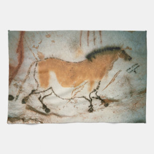 Cave teckning Lascaux Fransk Förhistorisk Kökshandduk