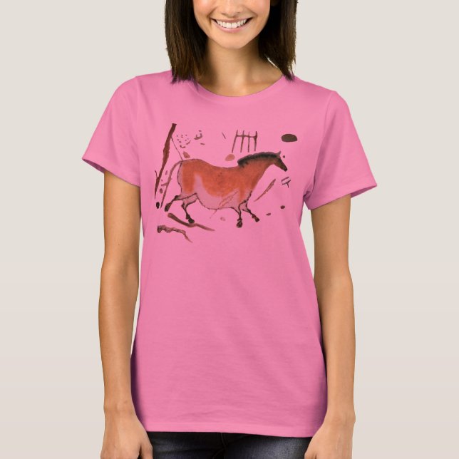 Cave teckning Lascaux Fransk Förhistorisk Tee Shirt (Framsida)