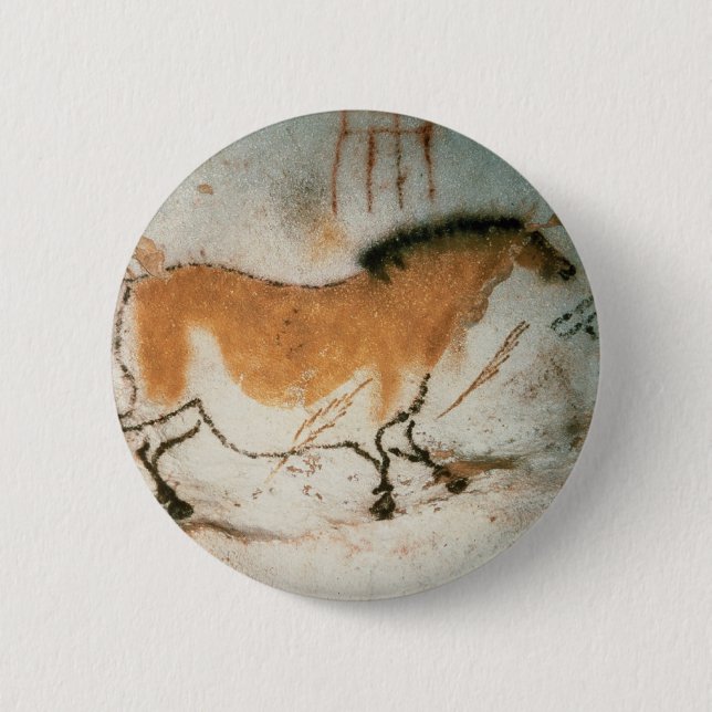 Cave teckning Lascaux Fransk Prehistorisk Teckning Knapp (Framsida)