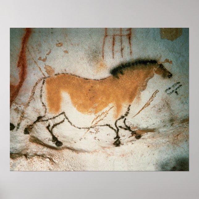 Cave teckning Lascaux Fransk Prehistorisk Teckning Poster (Framsidan)