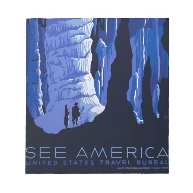 Cave Travel Cavern Vintage resor Poster Anteckningsblock (Framsida)