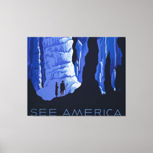 Cave Travel Cavern Vintage resor Poster Canvastryck