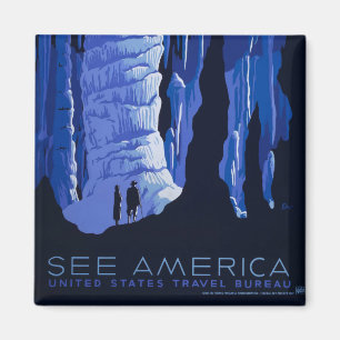 Cave Travel Cavern Vintage resor Poster Magnet