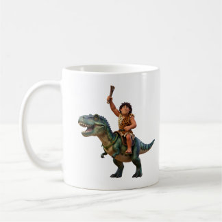 Caveman Riding Dinosaur Cartoon Image Kaffemugg