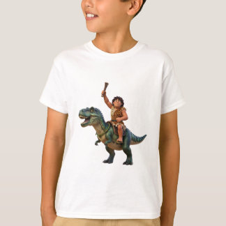 Caveman Riding Dinosaur Cartoon Image T Shirt