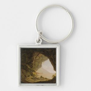 Cavern nära Naples, 1774 (olja på kanfas) Fyrkantig Silverfärgad Nyckelring