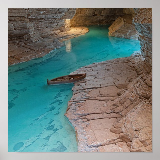 Cavern Sjö Abstrakt - Vatten och Sten Struktur Poster (Framsidan)