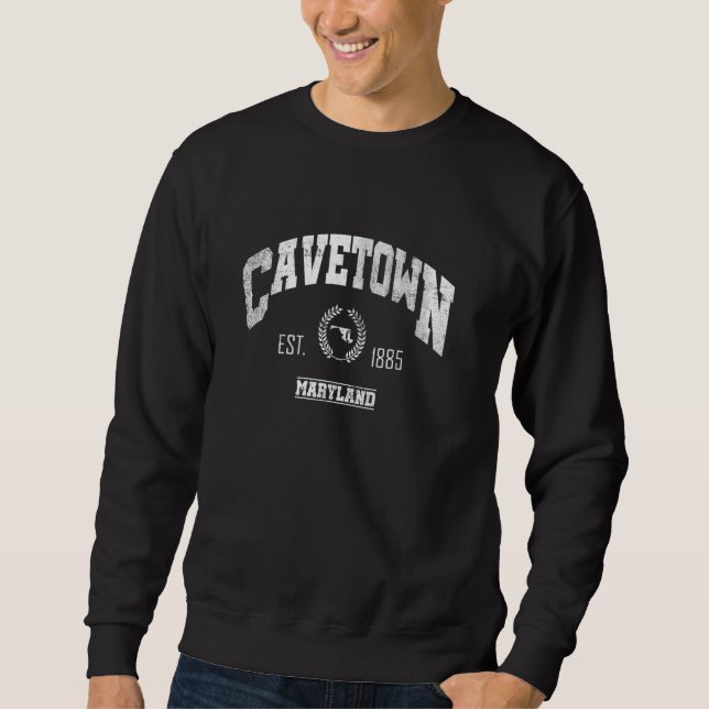 Cavetown MD Maryland Vintage Throwback Lång Ärmad Tröja (Framsida)