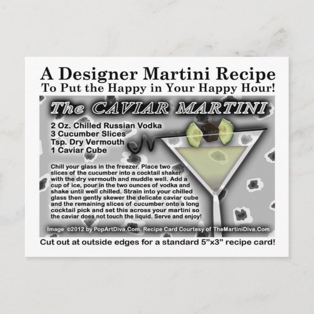 Caviar Martini Recipe-vykort Vykort (Framsida)