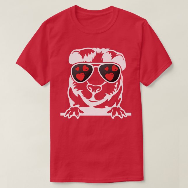 Cavie Heart Sunglasses Coola Guinea Gris Valentine T Shirt (Design framsida)