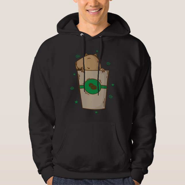 Caviidae Guinea Pig in Coffee Mug Hoodie (Framsida)