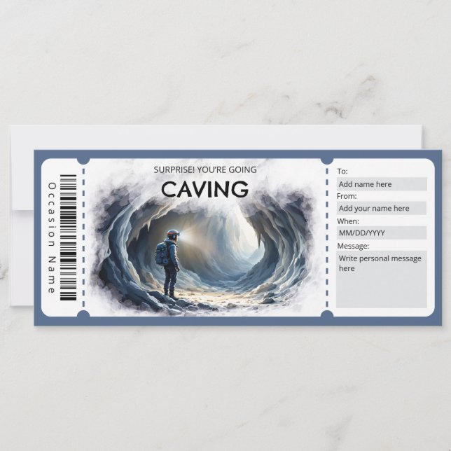 Caving Gift Certificate Inbjudningar (Framsida)