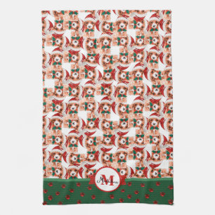 Cavoodle Mönster Monogram Jul Hund Kökshandduk