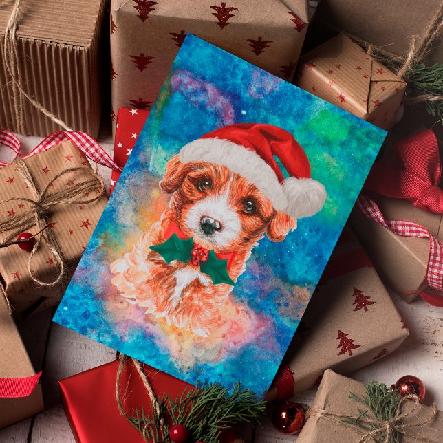 Cavoodle Ras Hund Jul Helg Vykort (Skapare uppladdad)