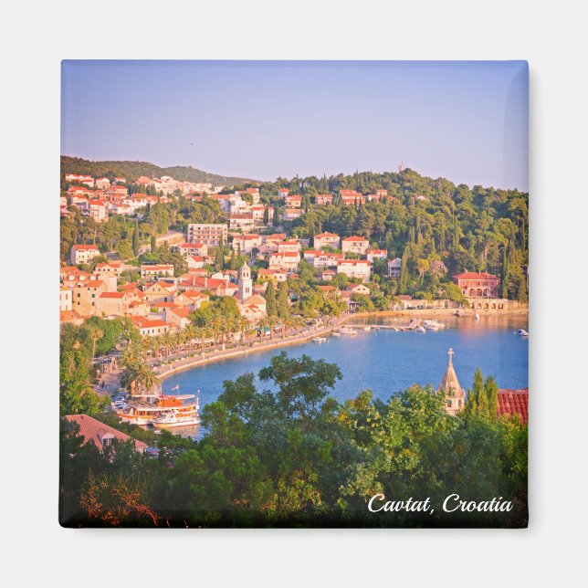 Cavtat, Kroatiens stadsvy från Mausoleum Magnet (Framsidan)