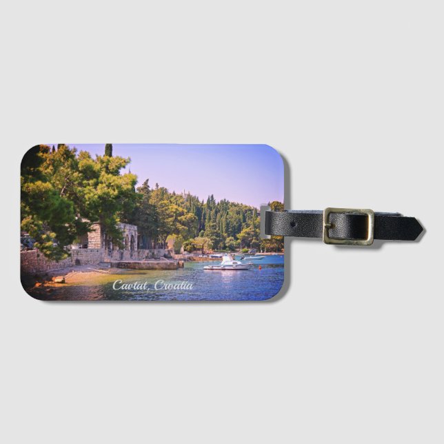 Cavtat, Kroatiens vy över Beach Bagagebricka (Framsida horisontal)