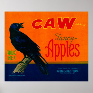 Caw Apple Låda LabelMedford, ELLER Poster