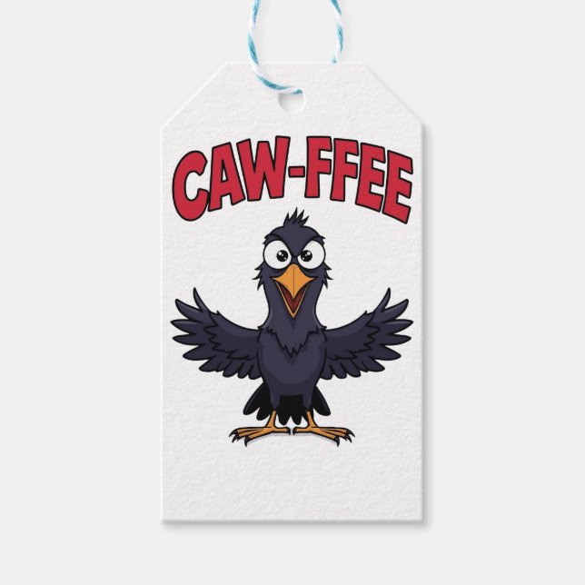 CAW-FFEE Funny Kråka Coffee Älskare Presentetikett (Framsidan)