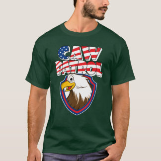 Caw Patrol Vit Huvudörn Amerikansk Röd Vit Blå Fla T Shirt