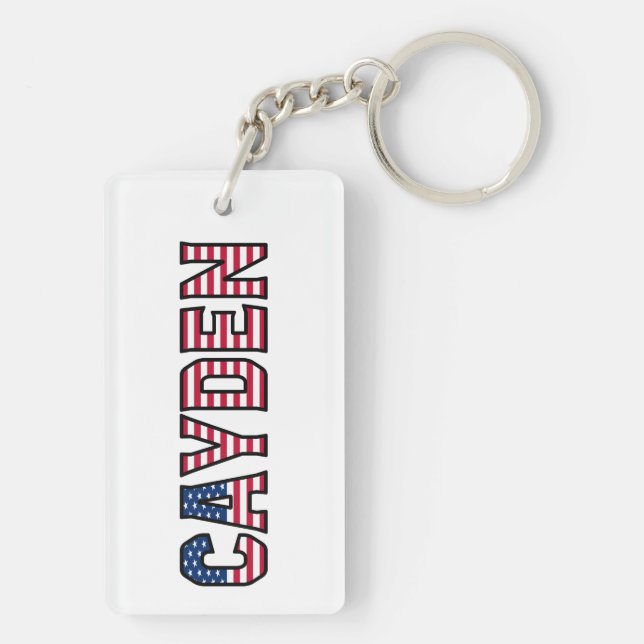 Cayden Name Vorname USA Flagge Anhänger Schlüssel (Baksidan)