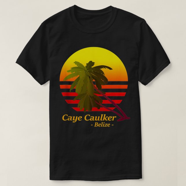 CAYE CAULKER, BELIZE BEACH SUNSET SMALL ISLAND VAC T SHIRT (Design framsida)