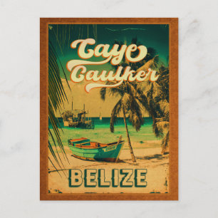Caye Caulker Belize Vintage Handflatan Träd Souven Vykort