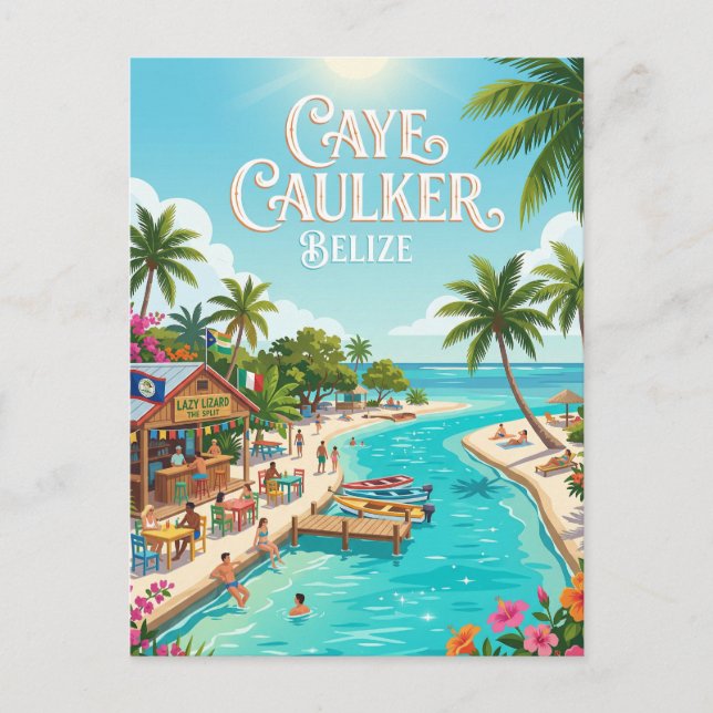 Caye Caulker byn Belize Vykort (Framsida)