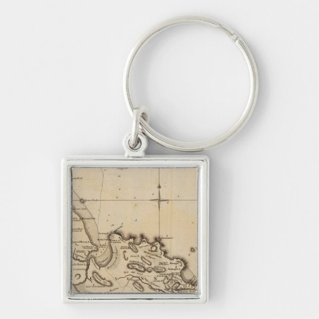 Cayenne 2 fyrkantig silverfärgad nyckelring (Framsidan)