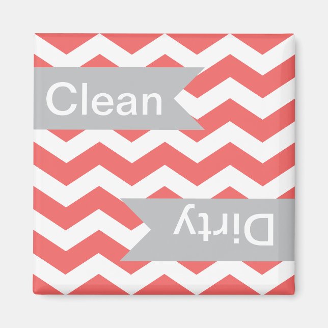 Cayenne Chevron Clean - Dirty Dishwasher Magnets Magnet (Framsidan)