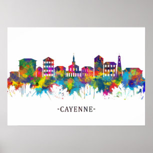 Cayenne Fransk Guiana Skyline Poster