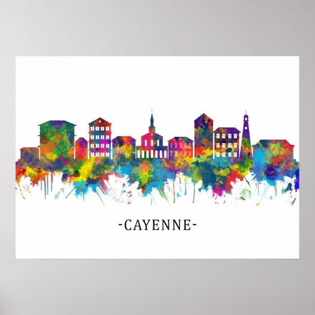Cayenne Fransk Guiana Skyline Poster (Framsidan)