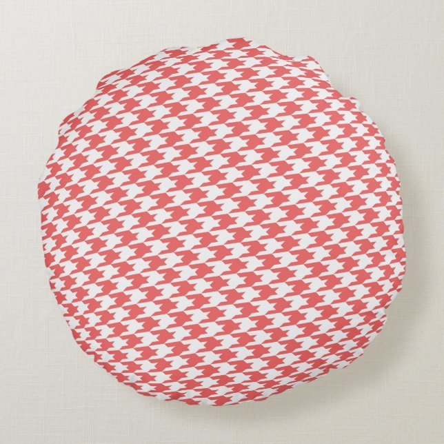 Cayenne Houndstooth Mönster Rund Kudd Kudde (Baksidan)