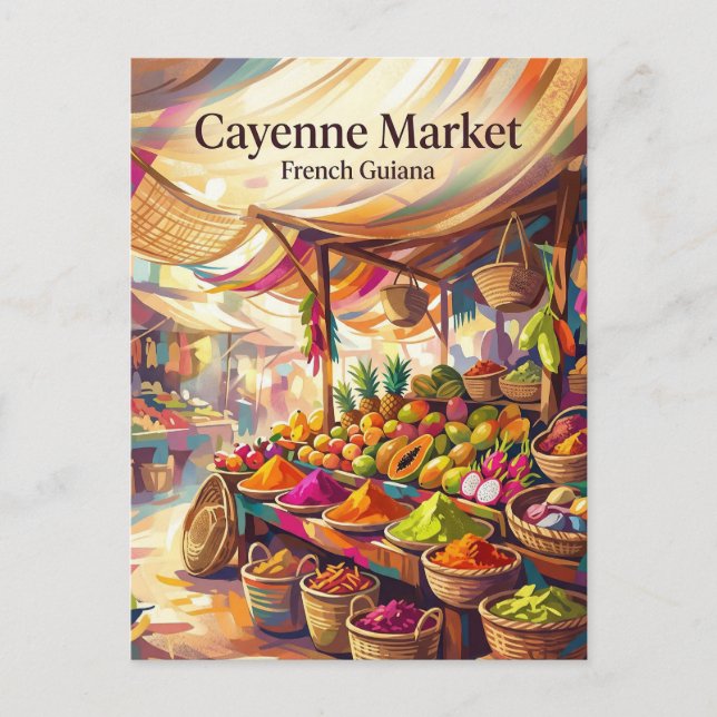 Cayenne Marknad Franska Guyana Vykort (Framsida)