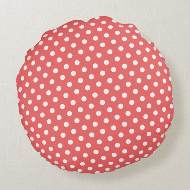 Cayenne & White Polka Dot Round Pillows Rund Kudde (Baksidan)