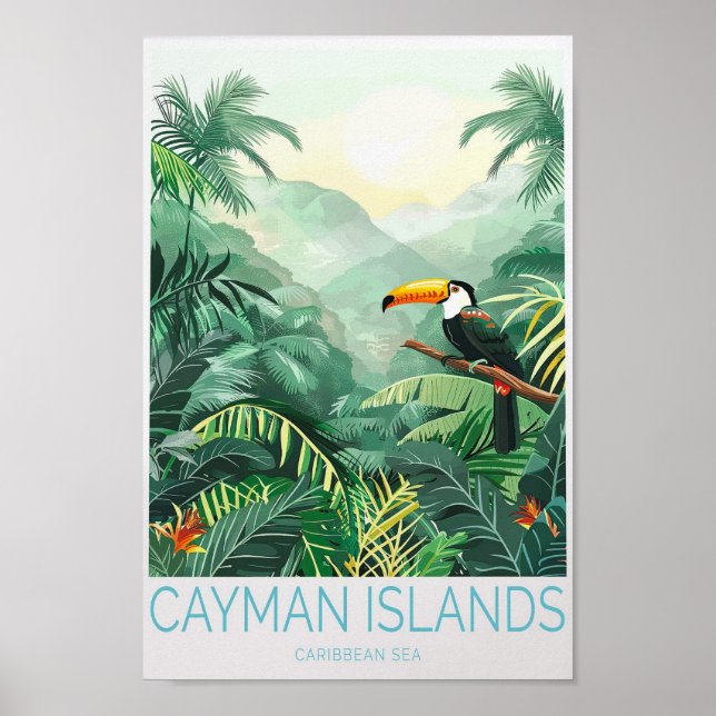 Cayman Island Travel Poster, Karibiska sjömuren Poster (Framsidan)
