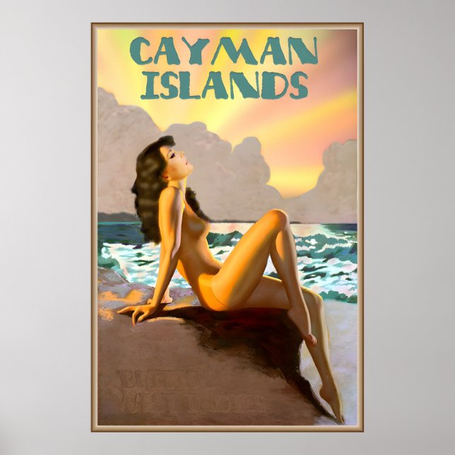 Cayman Islands British West Indies Caribbean Beach Poster (Framsidan)